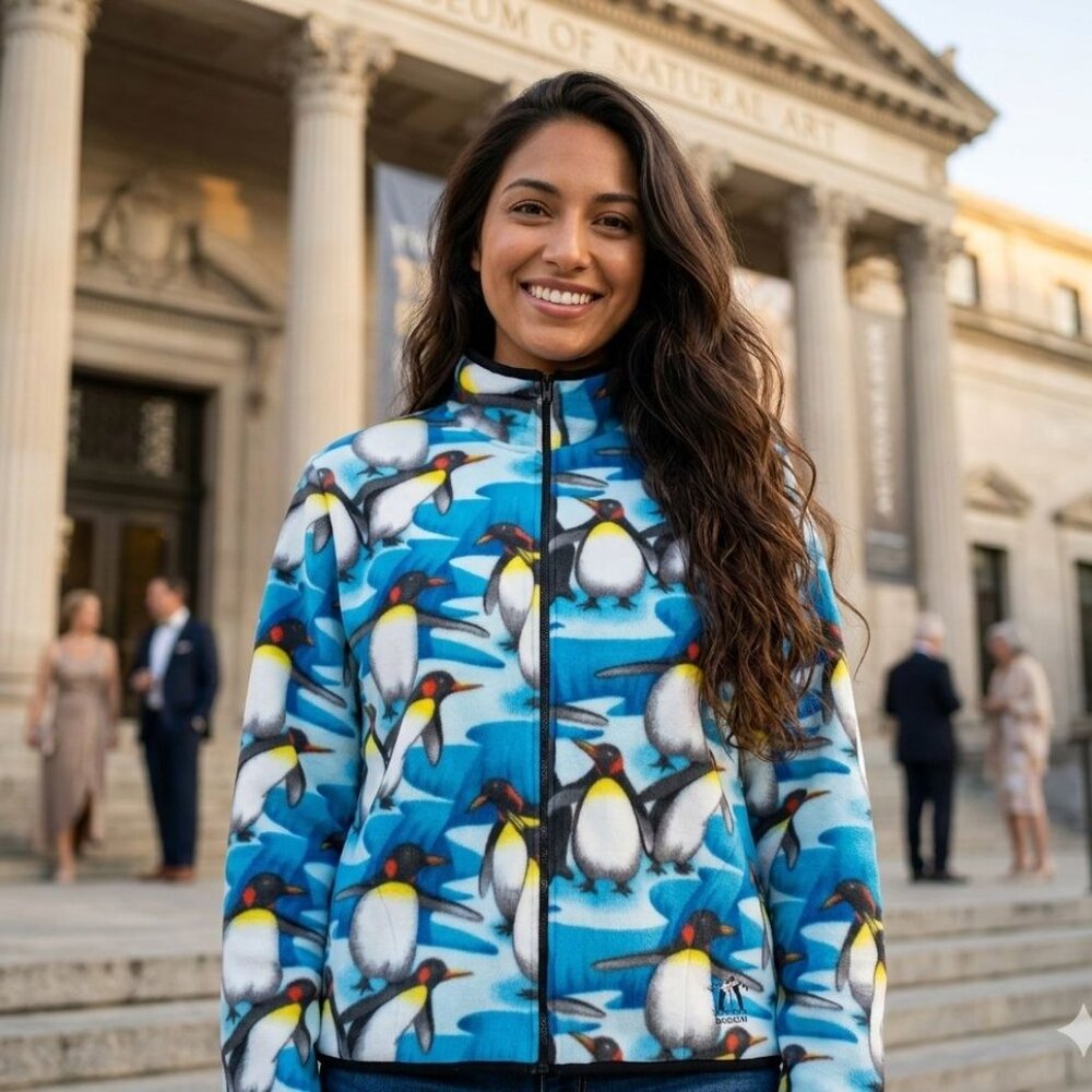 Zoofleece Penguin Emperor King Penguins Fleece Sweater Happy Feet Jacket L-3X